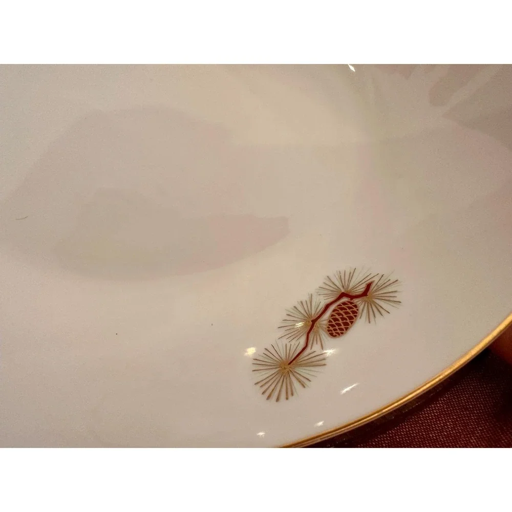 Vintage‎ Fukagawa Arita Serving Bowl: Hand-Painted Pine Cone, Gold Trim